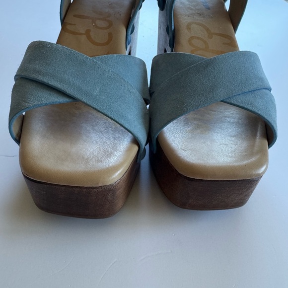 New! SAM EDELMAN Women's Josefine Platform Heeled Sandal Sky Blue - Picture 2 of 10